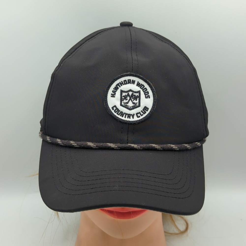 Hawthorn Woods Country Club Golf Hat Black Rope Cap Imperial OSFA Adjustable